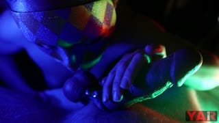 egg fetish masked woman sucks testicles and swallows cum from big cock