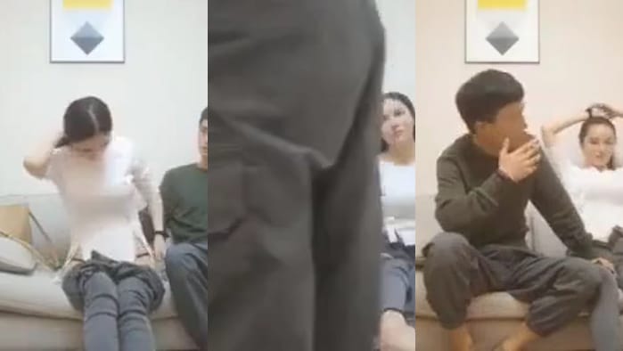 外在保守的紧身牛仔裤美女居然穿这么野的内在美，床上表现果然够骚～