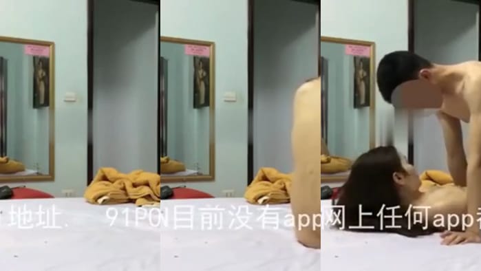 长腿野模爬上床，出水的穴穴让爱液缓缓滑落！
