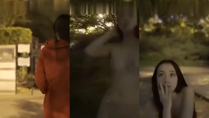 北京天使DensTinon極限街頭露出!!挑戰全裸夜行公園!